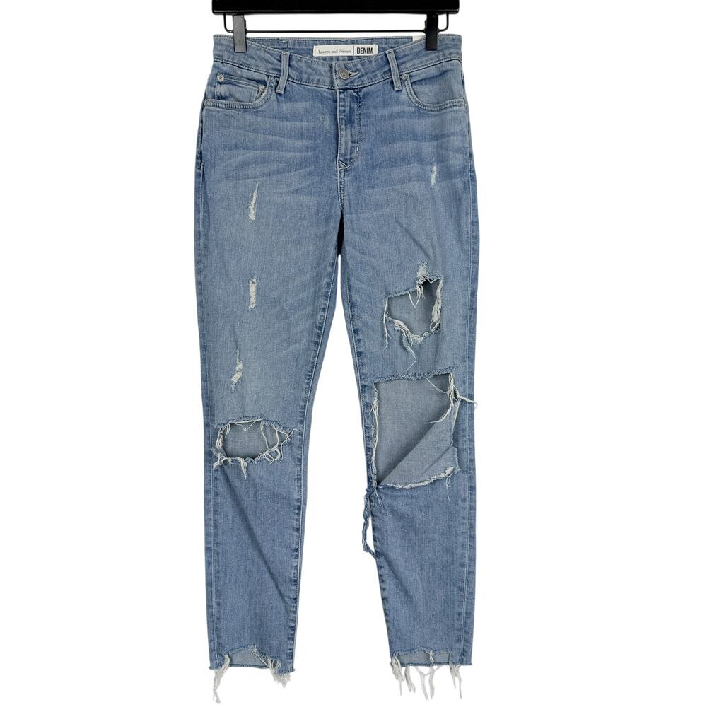 Lovers + Friends Denim Low Rise Distressed Skinny Jeans - 26